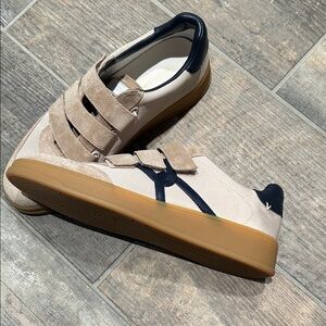 Veronica Beard Reagan Beige and Navy Sneakers